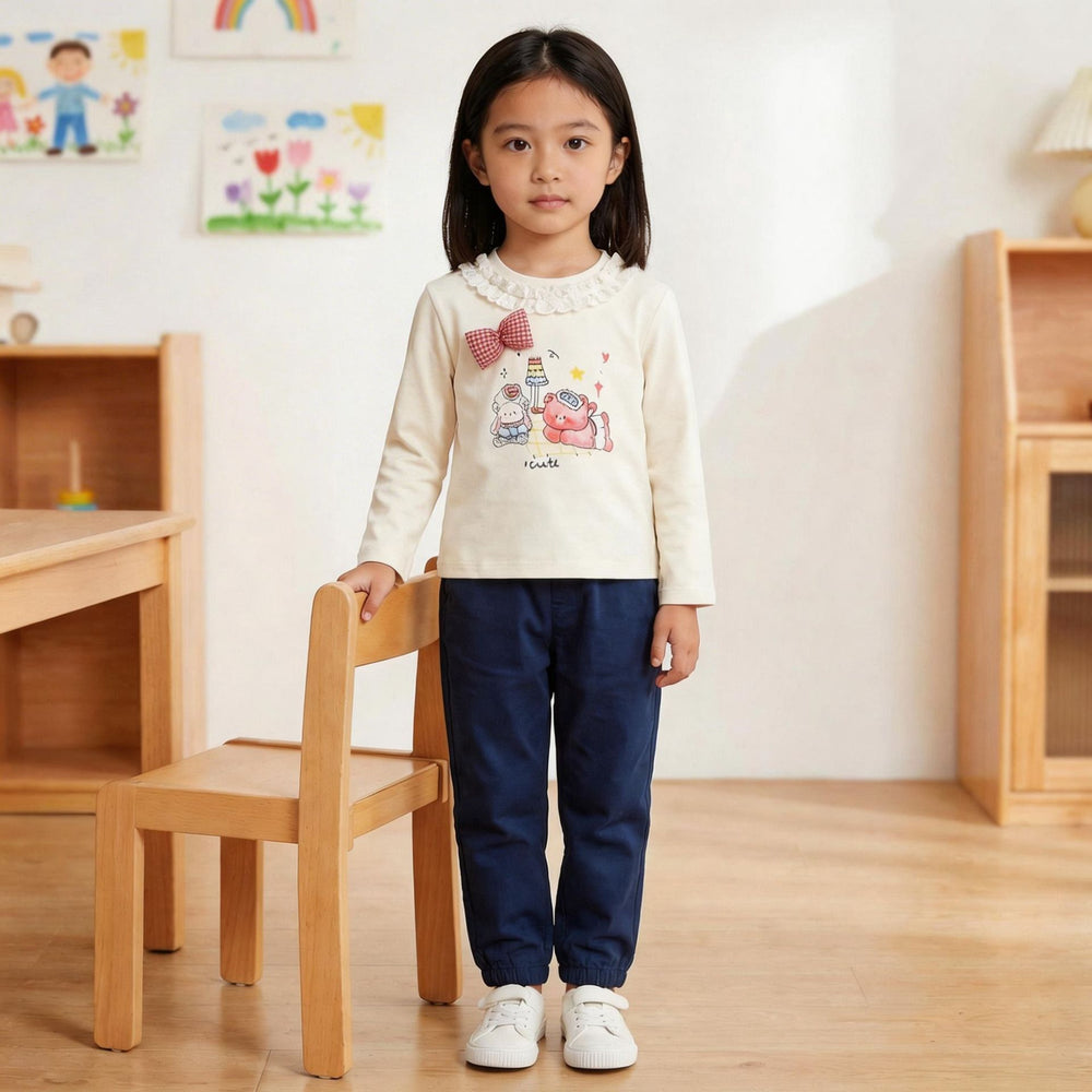 Spring new arrivalgirlfashionsweatshirtkidsoutwearlong sleevesfashionable bottom baby girltopst-shirt children's clothing trendy t