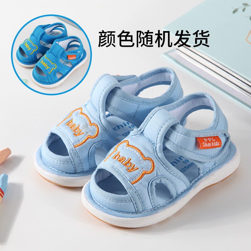 Baby boys' sandals summer baby girls' shoes 0-1-2-3 years old infant soft sole prewalker shoes squeaky shoes cloth shoes
