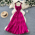 Frenchromantic style suspender earrings dress women's summer straps waist slimming look a-line cake draped long skirt