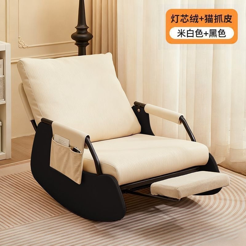 Scandinavian style casual chair rocking chair balcony plaid lazy sofa chair single courtyard living room bedroom nap chair
