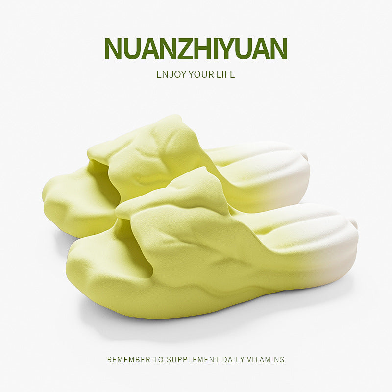 Creative cartoon cabbage slippers women's summer indoor home eva soft sole non-slip outdoor wearable couple's sandals