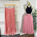 Classic fashion pleated polka dot midi skirt - french sweet style, versatile high-waisted a-line skirt
