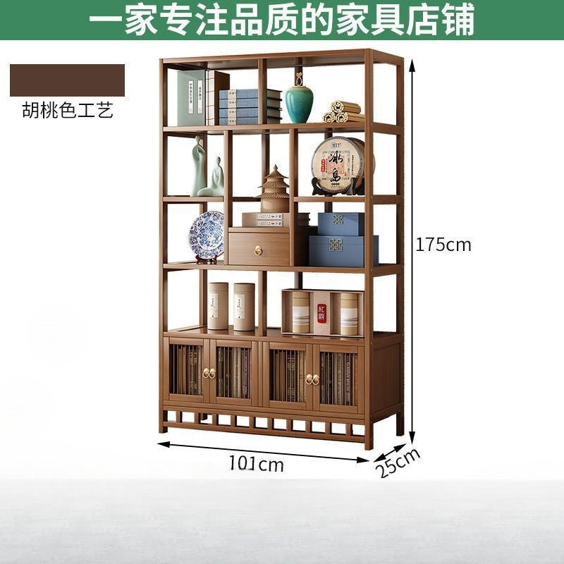 New chinoiserie bogu rack non-solid wood tea cabinet rack living room storage rack multi-layer display rack tea rack rack bamboo