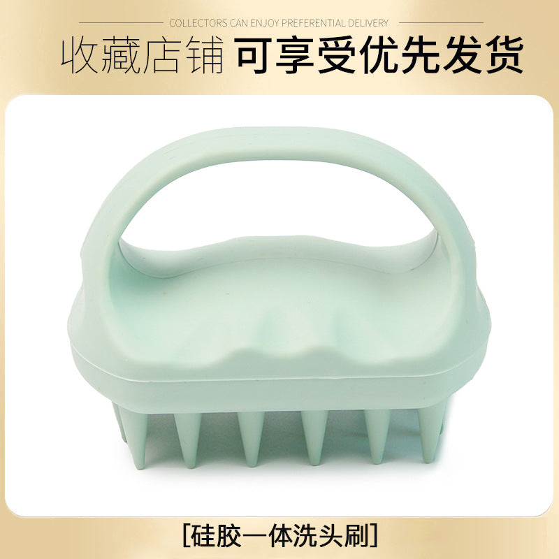 Cross-border hand-held silicone shampoo brush scalp massage cleaning shampoo brush long teeth short teeth massage shampoo brush