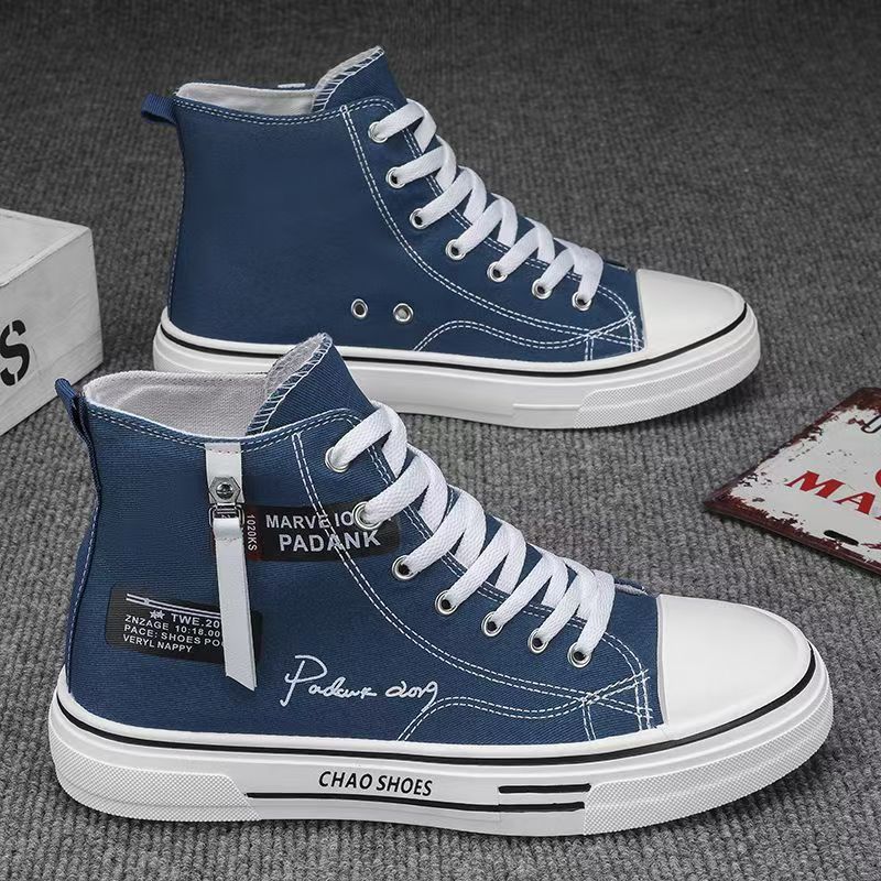 Men's canvas shoes 2025 new winter black athletic versatile casual sneakers men's spring/autumn high-top skate shoes