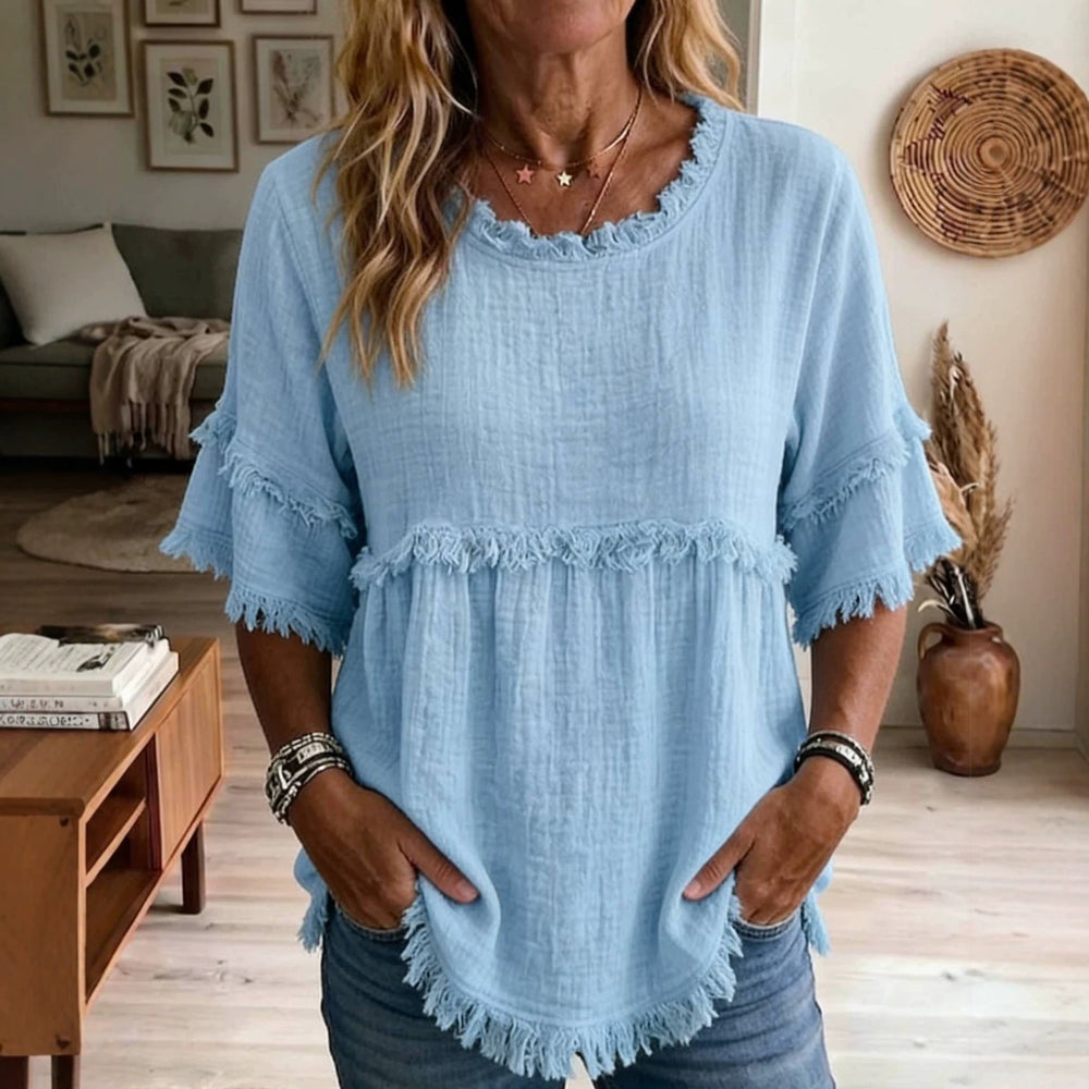 new  fashion cross-border round neck pullover short sleeve loose women's shirt casual women's top