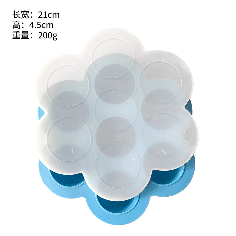 7-Hole silicone complementary food box, ice compartment with lid, baby food crisper, air fryer, pressure cooker, steamed egg mold