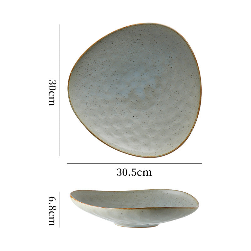 Personalized ceramic retro stoneware ceramic tableware triangular dessert plate restaurant hotel business ceramic salad plate