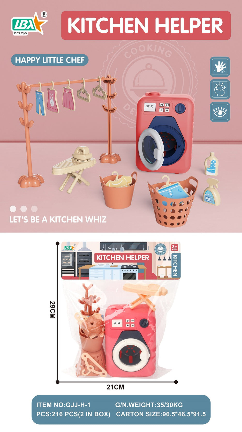 Realistic kitchen pretend play set for babies - mini cooking playset with table, utensils, appliances, and small fridge