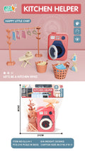 Realistic kitchen pretend play set for babies - mini cooking playset with table, utensils, appliances, and small fridge