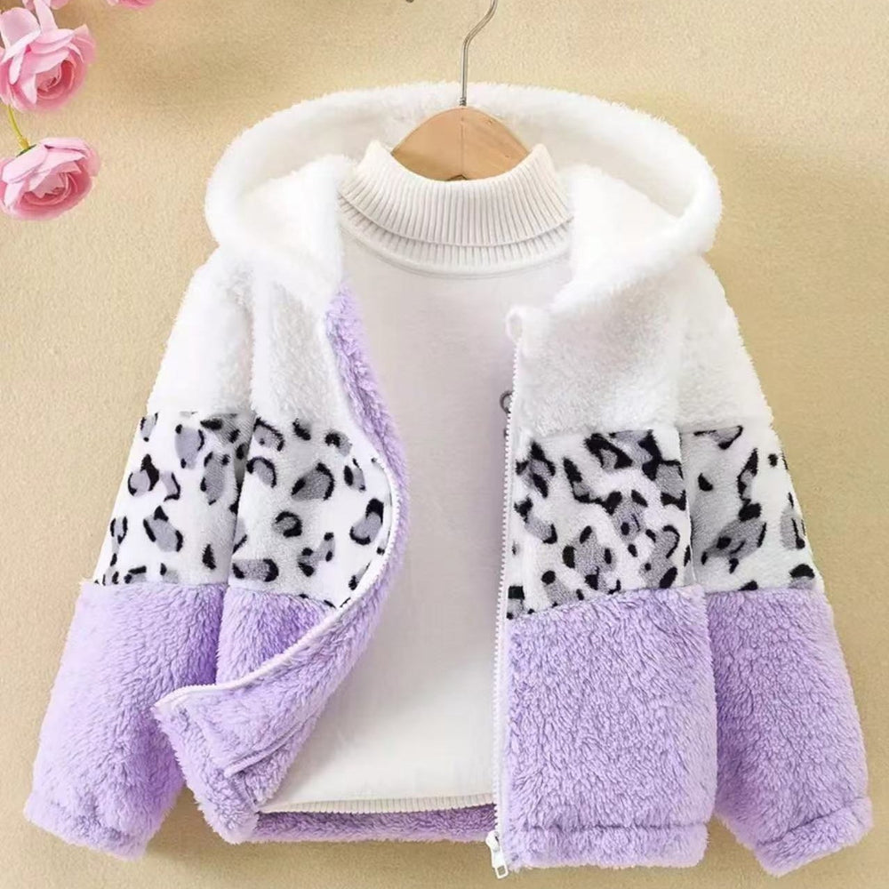 Girls' autumn/winter clothing: cute girls' fleece-lined outerwear, princess fuzzy sweater coat