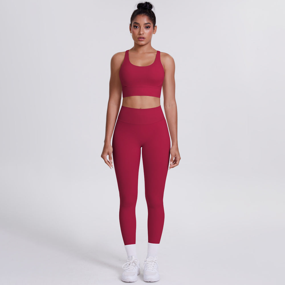 new brushed tight yoga wear cross-back sports bra suit cloud-like quick-drying running fitness wear
