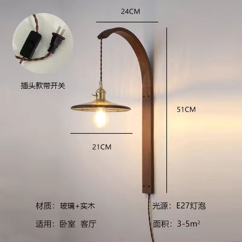 Japanese wabi-sabi style vintage zen-inspired b&b living room background wall, study, bedroom headboard walnut wood wall lamp