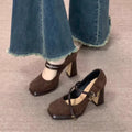 Fashionable retro platform heel mary janes - women's spring/autumn 2026 new collection - single strap, square toe, chunky heel