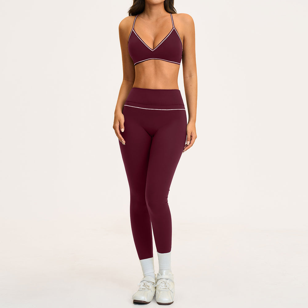 new yoga outfit: high-waisted peach lift, color block, push-up, and beautiful back design - activewear set 9615