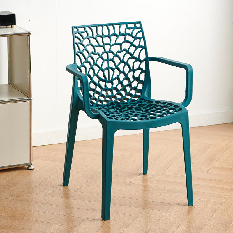 Cut out creative armrest art work chair casual dining chair scandinavian outdoor stackable casual chair waiting chair