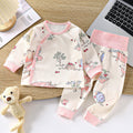 Newborn baby underwear set, all-cotton seamless thermal underwear, cute cartoon design, high-waisted pants for baby, belly protection