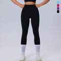 Fashion nude high waist yoga pants women's no embarrassment line high elastic sports tights peach butt lifting fitness pants
