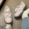 Summer mesh breathable casual shoes 2026 new versatile niche sports shoes chunky sole bowknot white sneakers for women