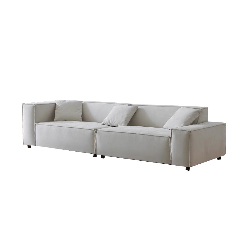 Wabi-sabi style linen three-person fabric sofa small apartment living room b&b tofu block classy cotton and linen cream style removable and washable
