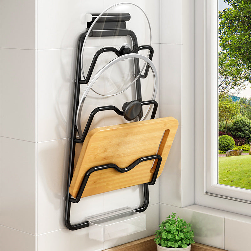 Pot lid rack Wall-mounted non-punching kitchen rack Multifunctional household storage rack Cutting board rack Multilayer cutting board rack