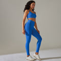Spring/summer new solid color knitted seamless peach lift leggings with sports bra set - yoga & fitness apparel for women