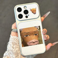 Confused cow funny emoji stickers for apple 17 pro, personalized phone case, lying cow ip18 soft case