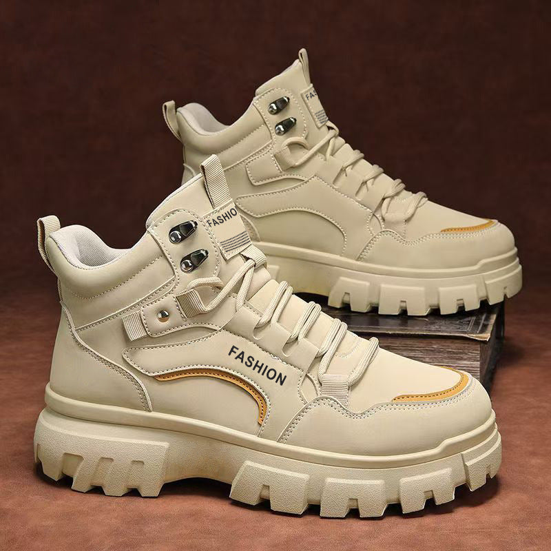 High-top shoes for men spring 2025new arrivalmenthick solenon-slipboots outdoor wear-resistant workwear boots men's fashion