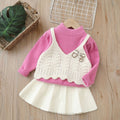 Girls' knitted sweater two-piece set -  autumn/winter new collection - bowknot cardigan and knit sweater outfit for little girls