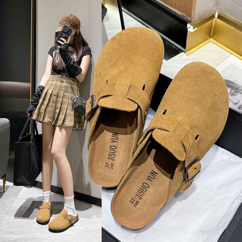 Birkenstock women's summer outdoor slippers 2024 new half-toe couple style thick sole closed-toe mules french sandals