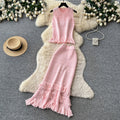French chic knit tank top & pleated midi skirt set - women's summer slimming & elegant two-piece outfit - high-end style