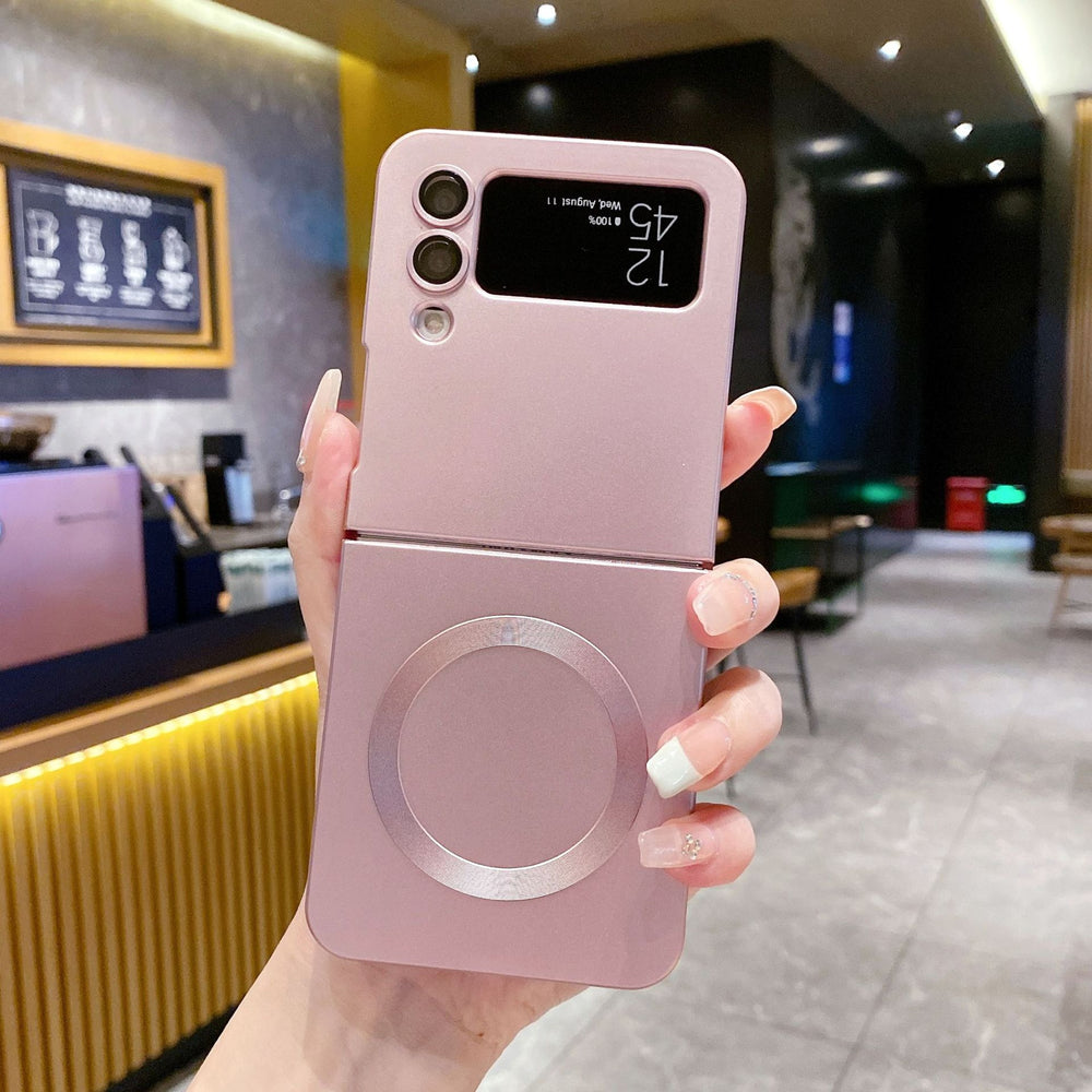 New arrival is suitable for samsung zflip 30% off stacked wireless charging mobile phone case zflip6 liquid metal paint magnetic protective cover