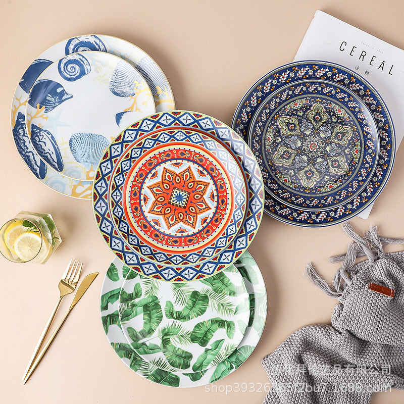 European-style light luxury banquet plating plates, restaurant artistic western dinner plates, pasta flat plates, ceramic american dinner plates, home-use steak plates