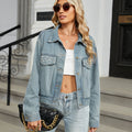 European and american cross-border e-commerce women's autumn new arrivals:  independent store washed vintage rhinestone-embellished denim jacket top