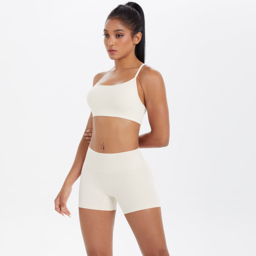 New outdoor casual cloud-like athletic yoga set - quick-dry, compression, criss-cross back, butt-lifting shorts workout outfit