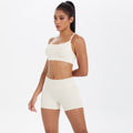 New outdoor casual cloud-like athletic yoga set - quick-dry, compression, criss-cross back, butt-lifting shorts workout outfit