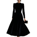 Fashion cross-border exportdress new arrival gold velvet round neck long sleeves dress