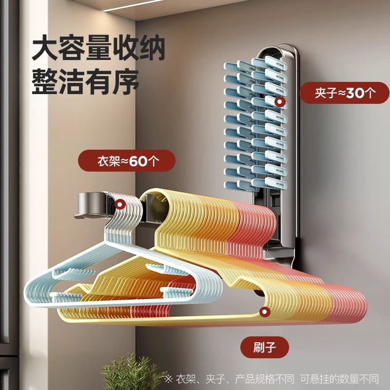 Indoor punch-free wall-mounted clothes hanger storage rack retractable balcony for homefoldable clothes drying rack storage rack