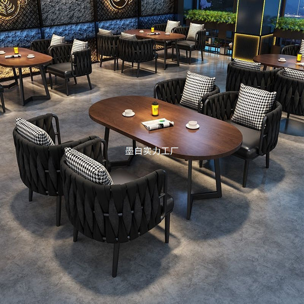Industrial style bistro cafe table and chair combination casual dessert milk tea shop western restaurant tea house commercial sofa chair