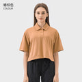 Yoga wear short sleeve loose fitness wear women's sports outdoor running fashioneasiest for match breathable polo shirt dss066