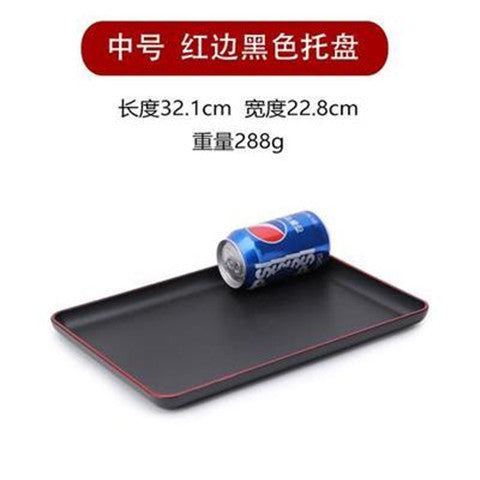 Japanese-style wood grain plastic tray - rectangular commercial grade for restaurants, cafeterias, fast food, flat plates, and bbq restaurants