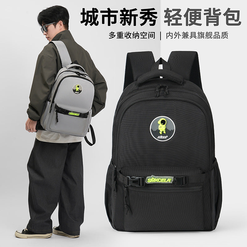 School bag men's and women's 2024 new fashion casual backpack large capacity junior high school students lightweight shoulder bag