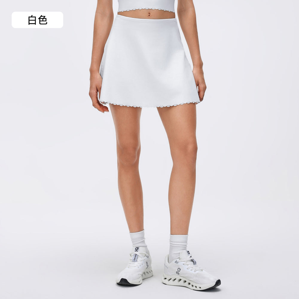 High-waisted, anti-exposure yoga skirt, faux two-piece breathable tennis skirt, solid color versatile sports skort for women, summer d26090