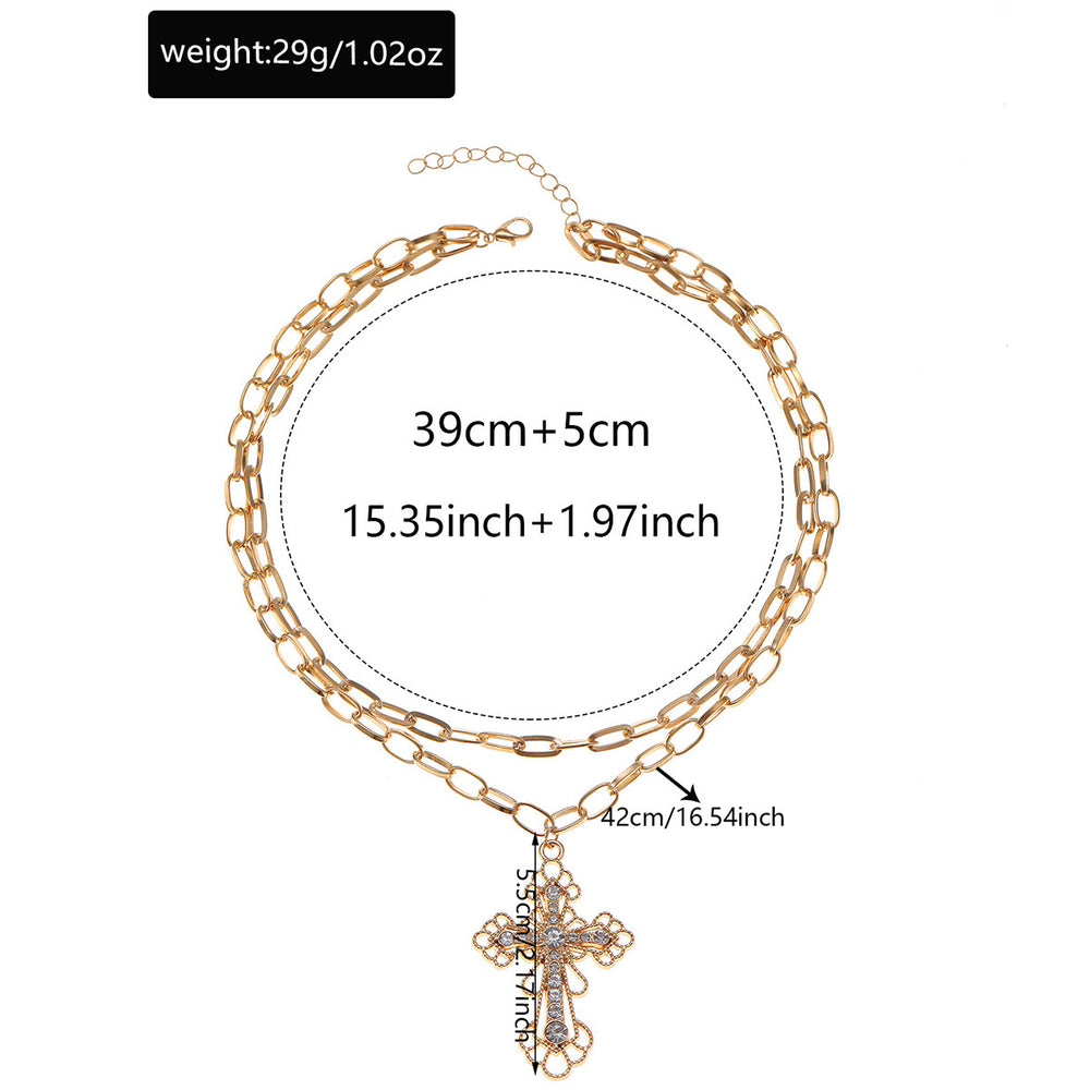 Cross necklace wholesale cross-border hollow diamond pendant jewelry accessible luxury niche high-end retro stacked necklace