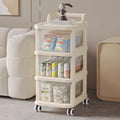 Household snack cart storage rack mobile multi-layer floor-standing drawer organizer toy storage shelf living room cream