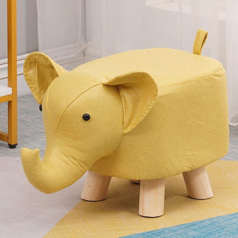 Elephant stool - kids' animal stool - solid wood shoe bench - creative small stool - home living room cartoon cute low stool