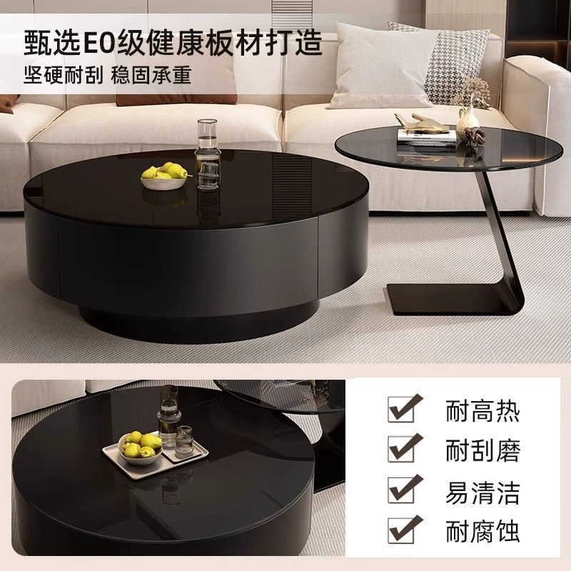 Italian solid wood coffee table living room glass modern round for homeaccessible luxury tea table casualnormcoreclassy side table combination