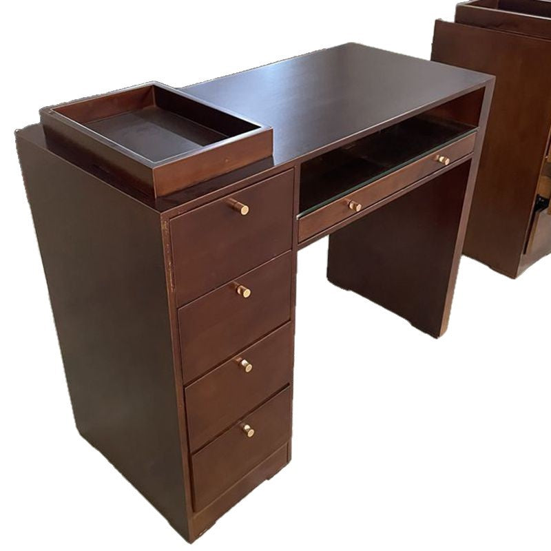 Black walnut retro style manicure table workbench with drawers cabinet multi-functional manicure table and chair set vintage