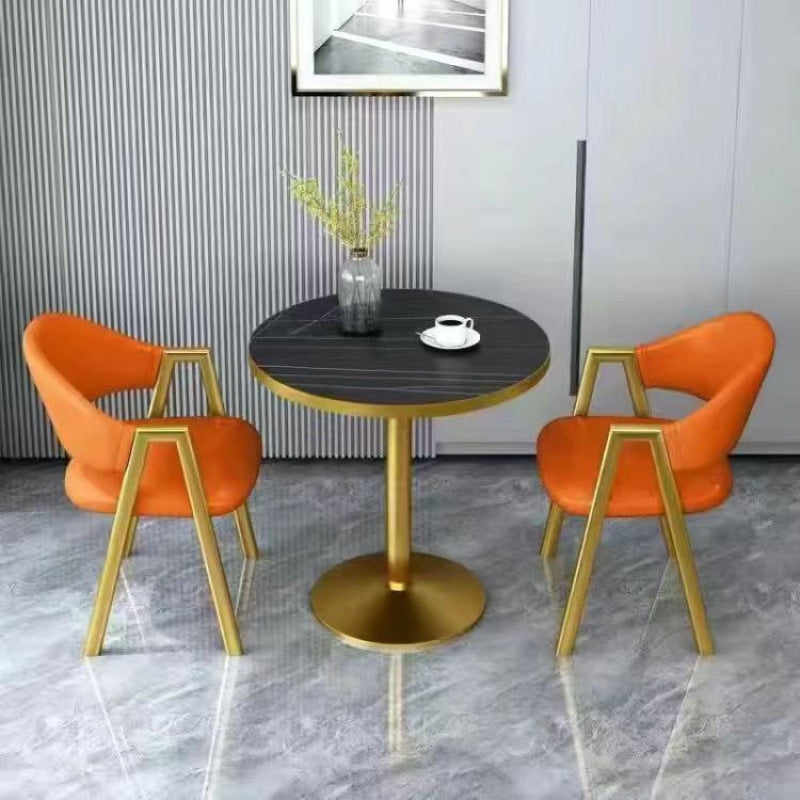 Scandinavian style small round table negotiation table and chair combination balcony for home sales office milk tea shop reception and reception casualcasual