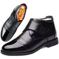 【factory direct】soft leather men's winter cotton shoes, fleece-lined casual soft leather snow boots, thickened fleece high-top leather shoes
